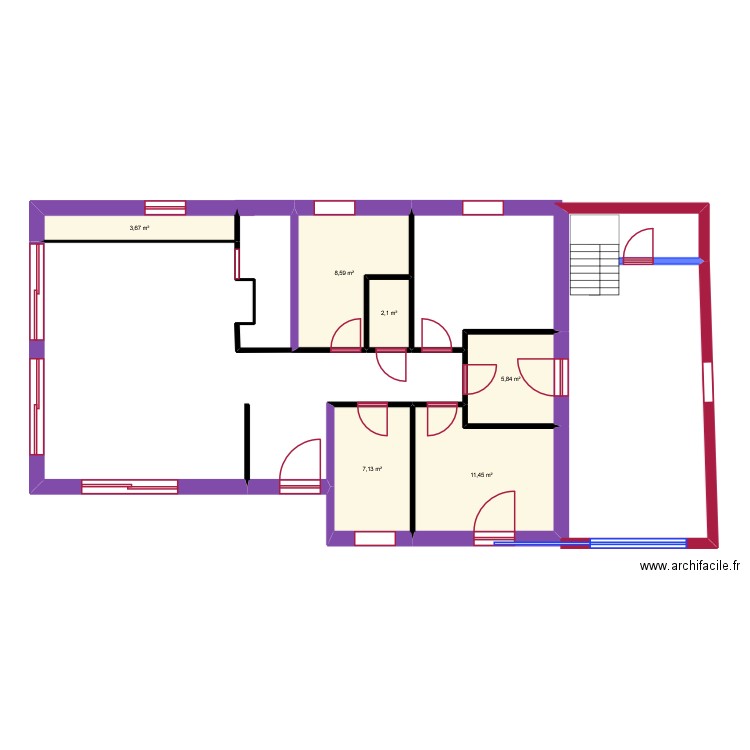 maison. Plan de 6 pièces et 39 m2