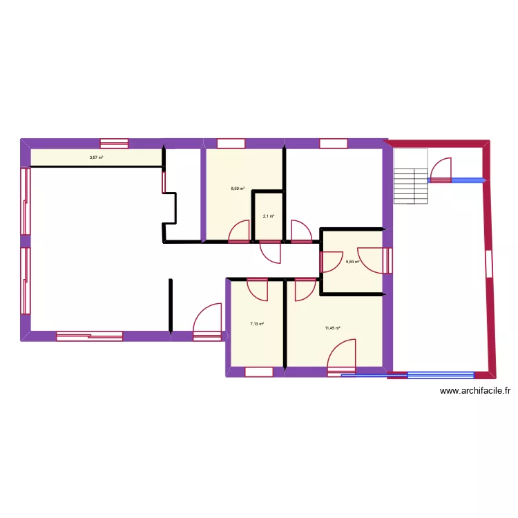 maison. Plan de 6 pièces et 39 m²