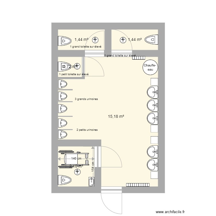 NDM Plan WC Primaire Garcon Plan dessiné par Damien LAVALLEE