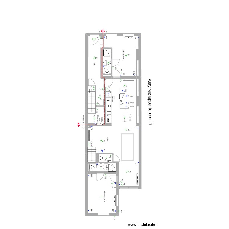 asty rez appartement 1. Plan de 10 pièces et 35 m2