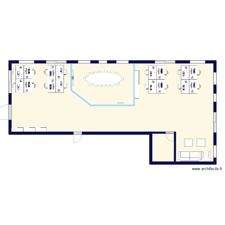 Plan_bureau_Nodewise. Plan de 1 pièce et 156 m2