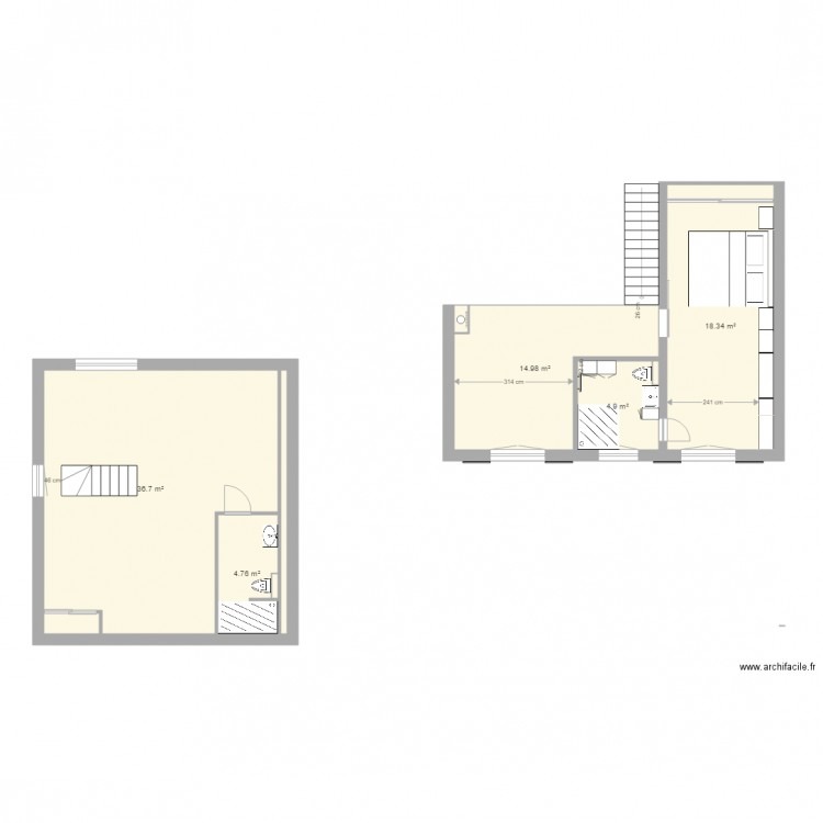 1er étage projet modification. Plan de 0 pièce et 0 m2