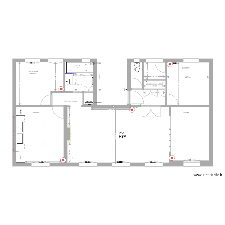 emplacement thermostats. Plan de 0 pièce et 0 m2