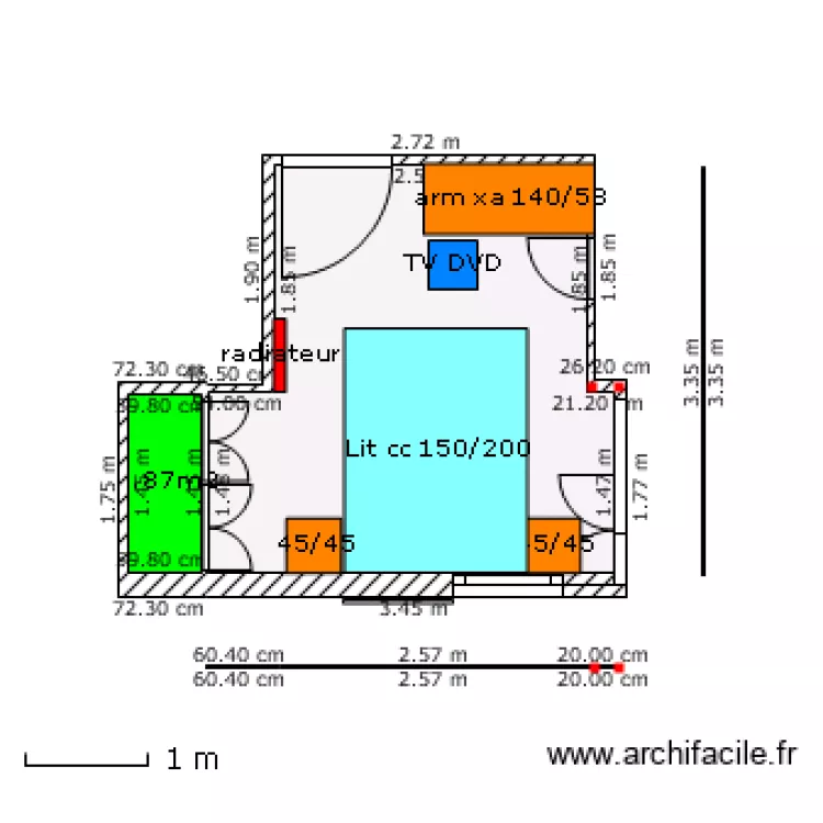 chambre lucarne meublée lit double CORRECT. Plan de chambre lucarne meublée lit double CORRECT. Plan de