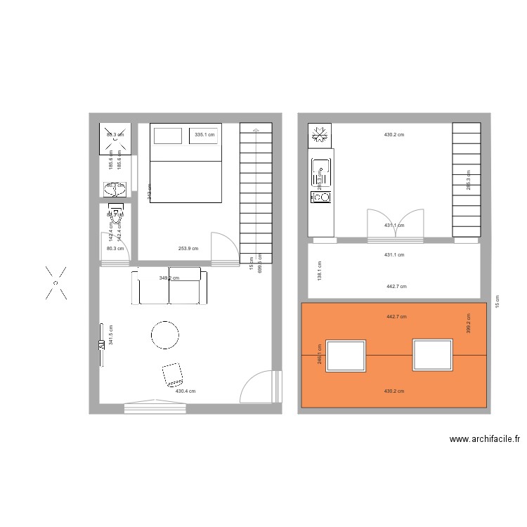 2P SUQUET cuisine en haut. Plan de 0 pièce et 0 m2