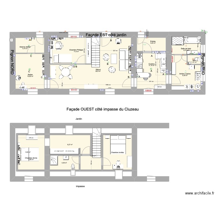 le Cluzeau. Plan de 17 pièces et 143 m2