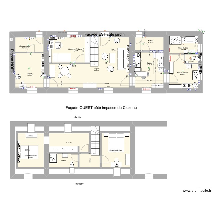 le Cluzeau. Plan de 18 pièces et 153 m2