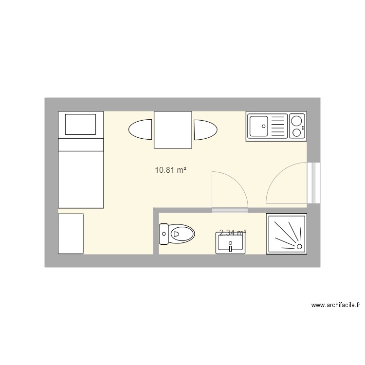 Chambre Etudiant. Plan de 0 pièce et 0 m2