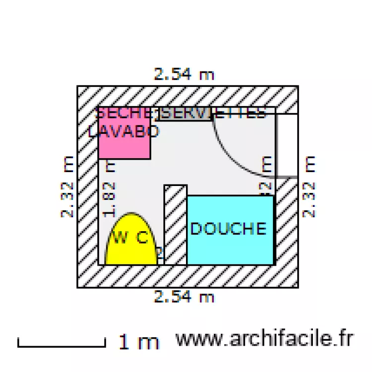 salle de bain - pont de creteil. Plan de 