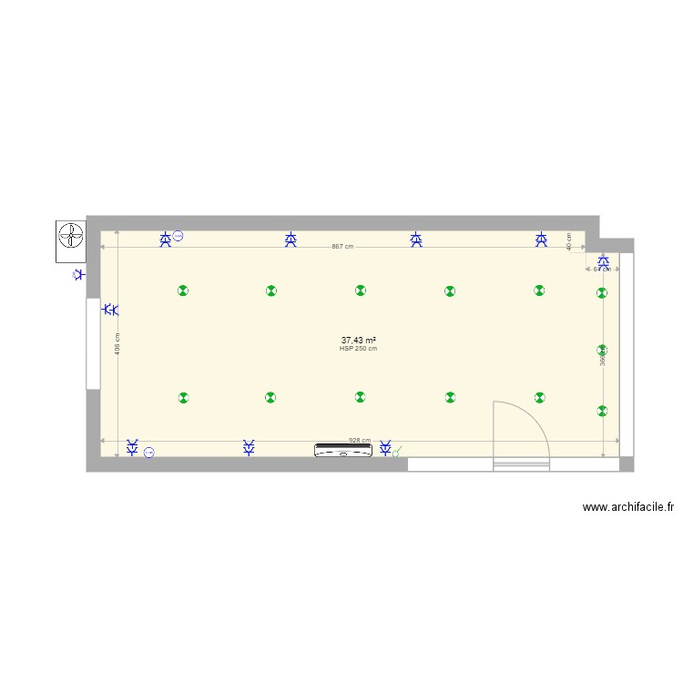 MAGASIN ELECTRICITE v2. Plan de 1 pièce et 37 m2