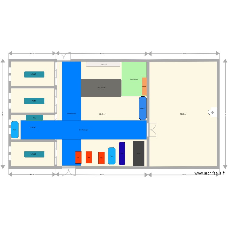 Salle de gym V3 dur 1 amovible 100 Version choisie. Plan de 0 pièce et 0 m2