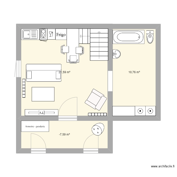 maison st georges. Plan de 3 pièces et 39 m2