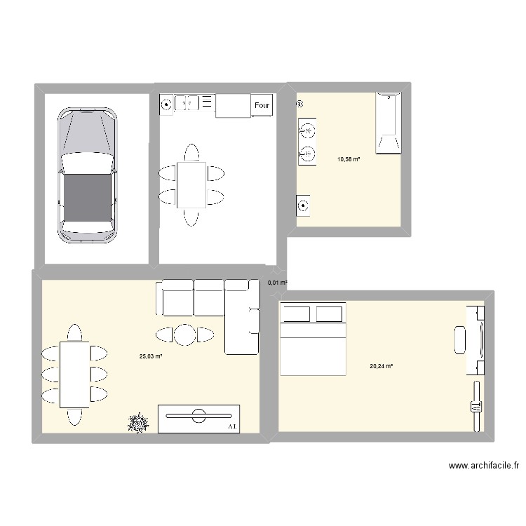 Cybelia. Plan de 4 pièces et 56 m2