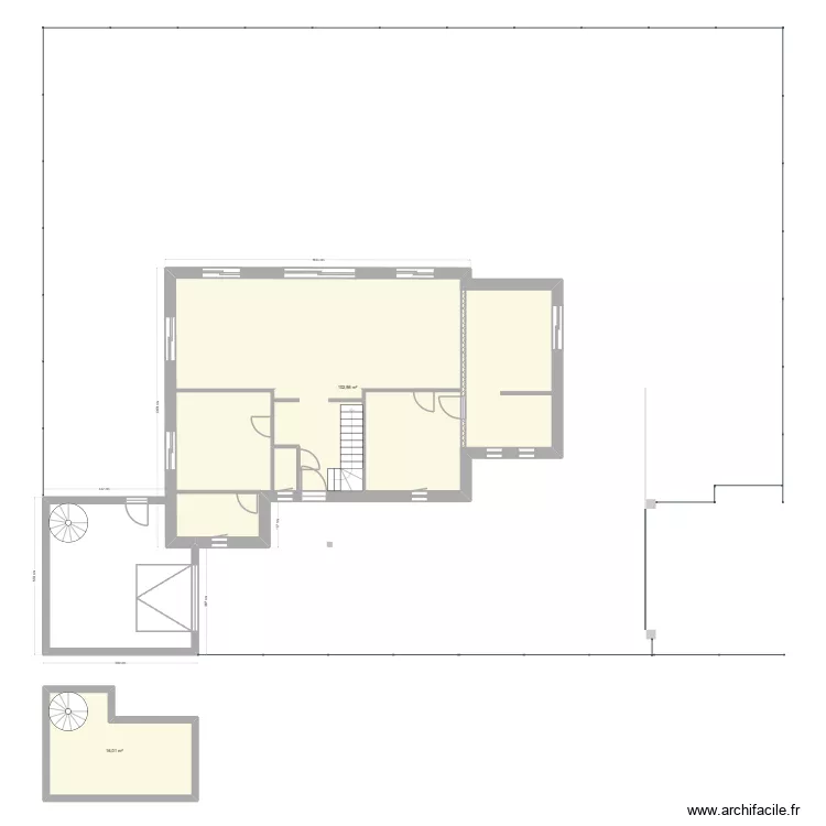 Projet agrandissement. Plan de 2  et 119 m²