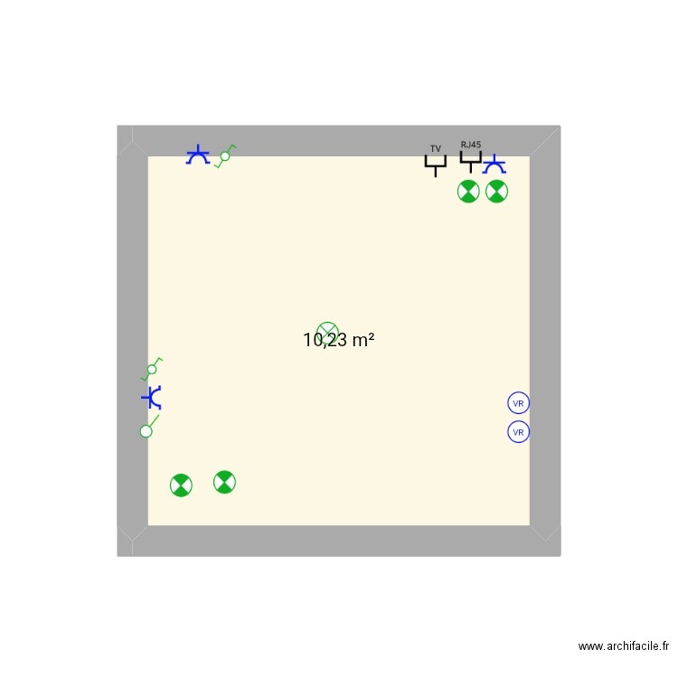 Maison. Plan de 1 pièce et 10 m2