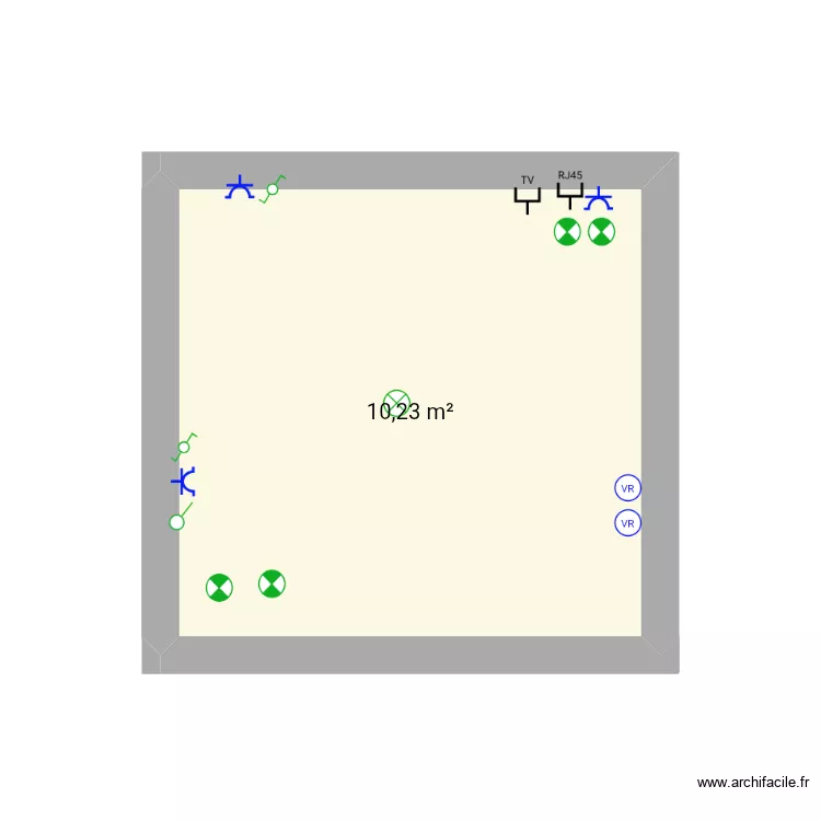 Maison. Plan de 1 pièce et 10 m²