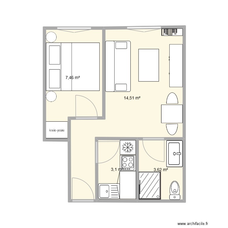 Tsolinland. Plan de 4 pièces et 29 m2