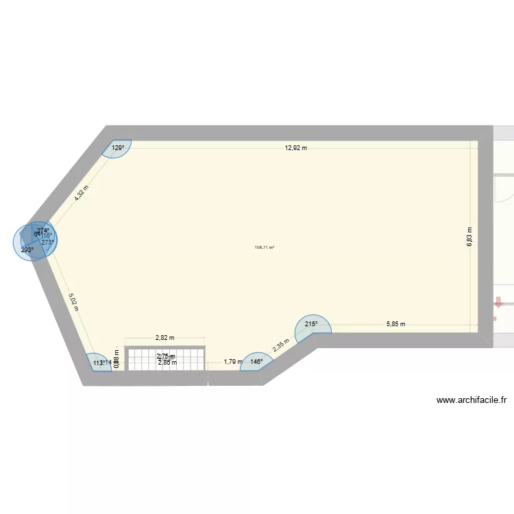 plan Cl&eacute;mence. Plan de 14  et 261 m²