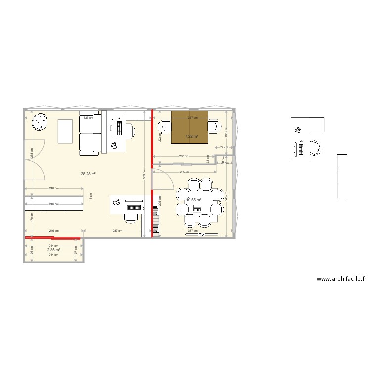 Bureau Chêne V2. Plan de 0 pièce et 0 m2