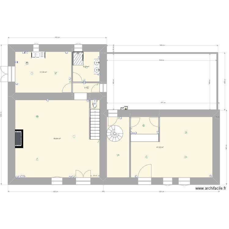 habitation elec. Plan de 12 pièces et 269 m2