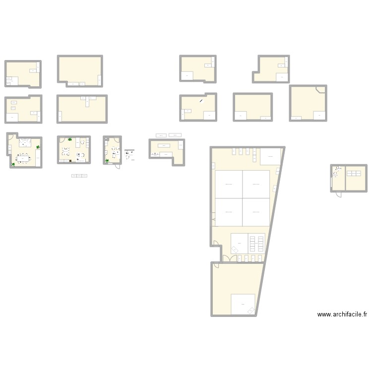 garderie. Plan de 19 pièces et 684 m2