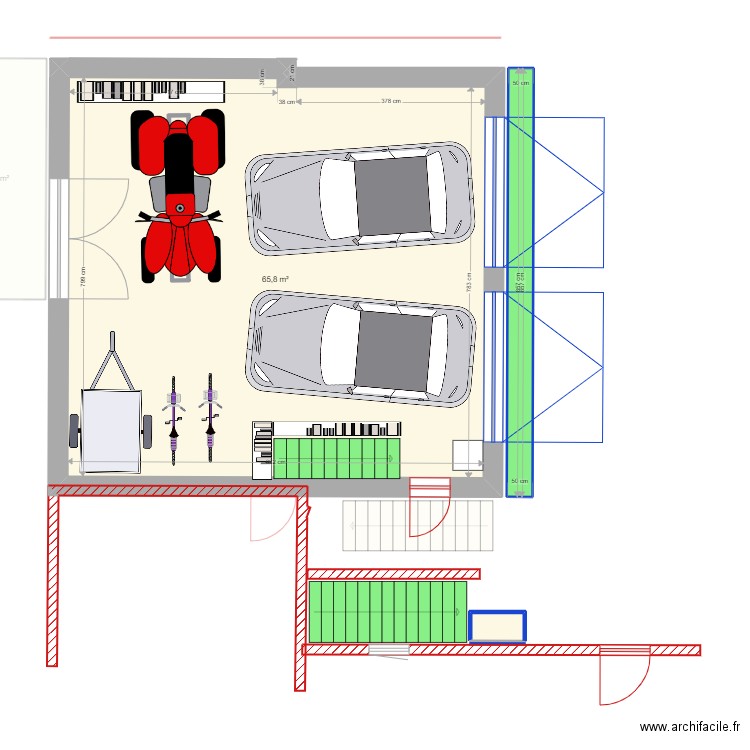 Garage projet simplifié étage 1. Plan de 0 pièce et 0 m2