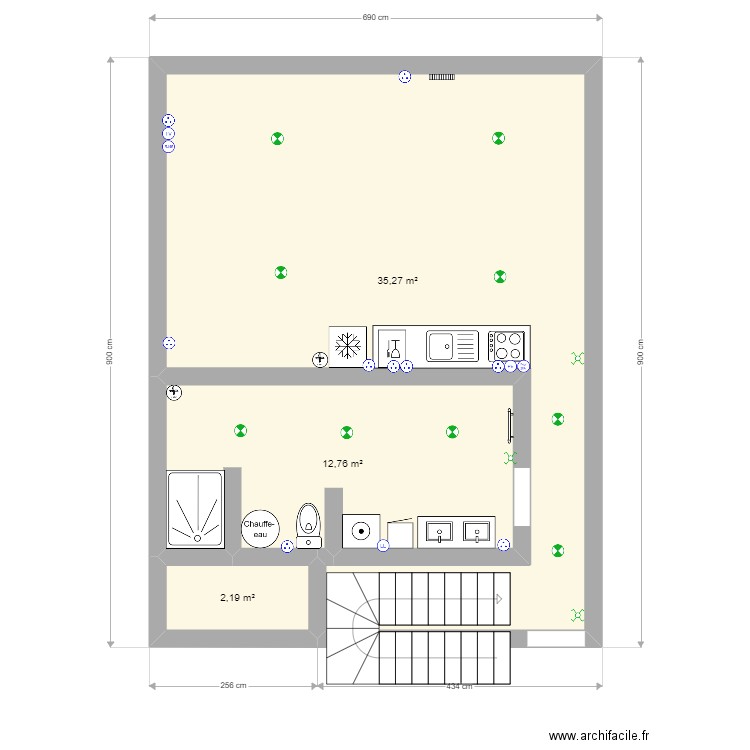 t3 duplex rdc modifier 2.1. Plan de 3 pièces et 50 m2