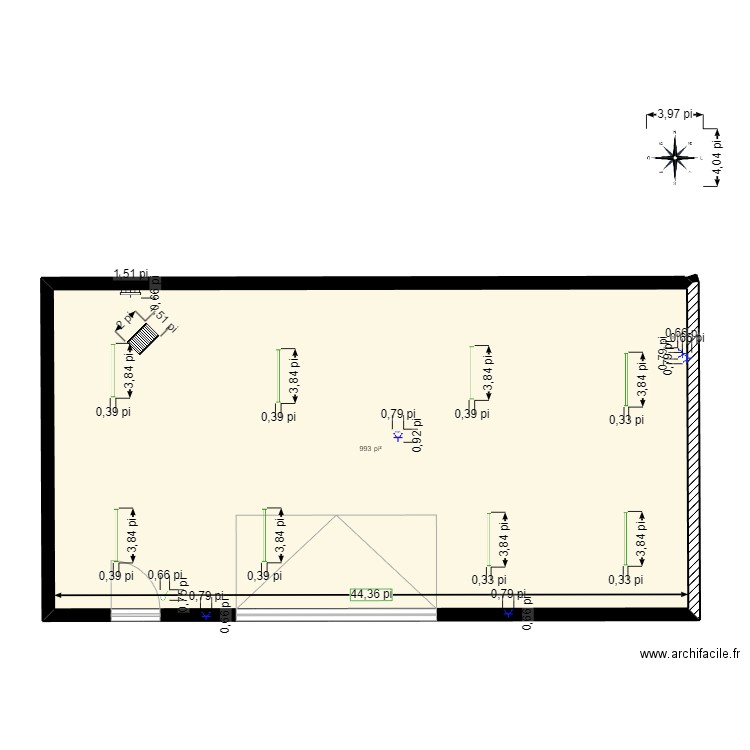 mini-entrepot. Plan de 1 pièce et 92 m2