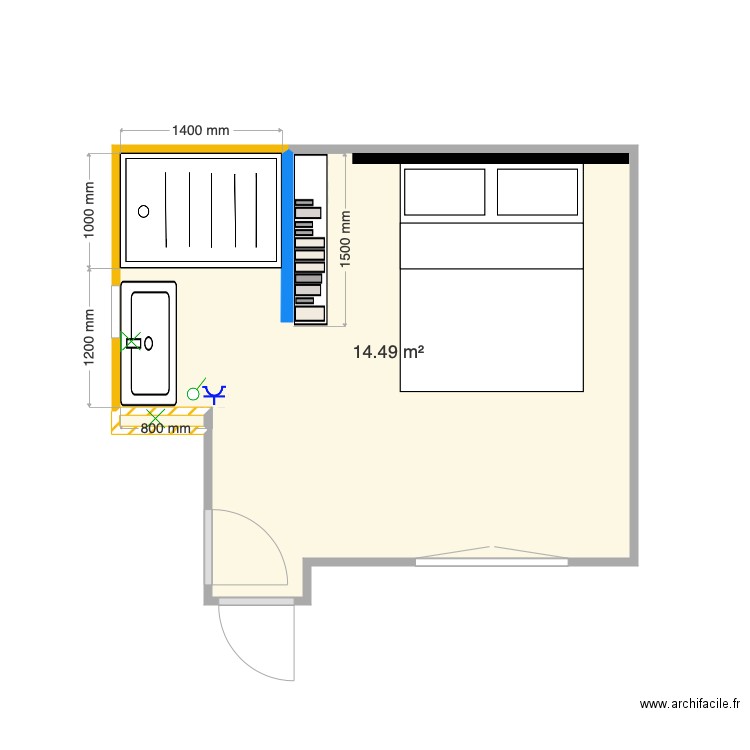 Chambre parental. Plan de 0 pièce et 0 m2