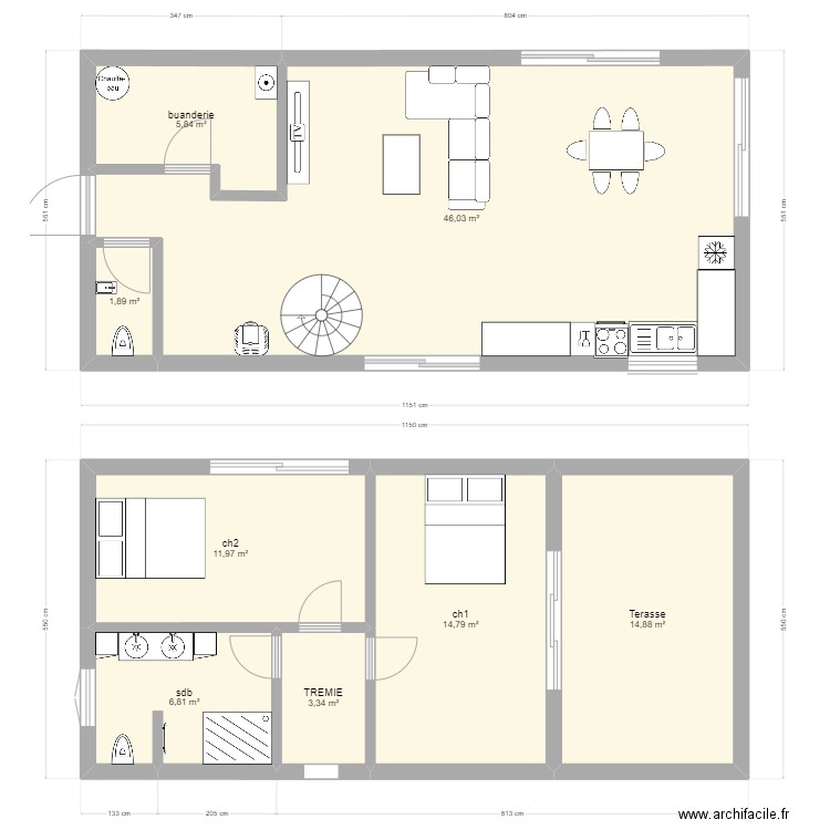 Coralie 2. Plan de 8 pièces et 106 m2