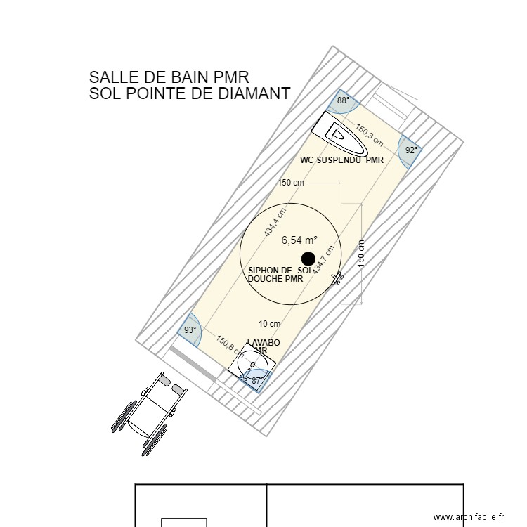 SALLE DE BAIN   . Plan de 1 pièce et 7 m2