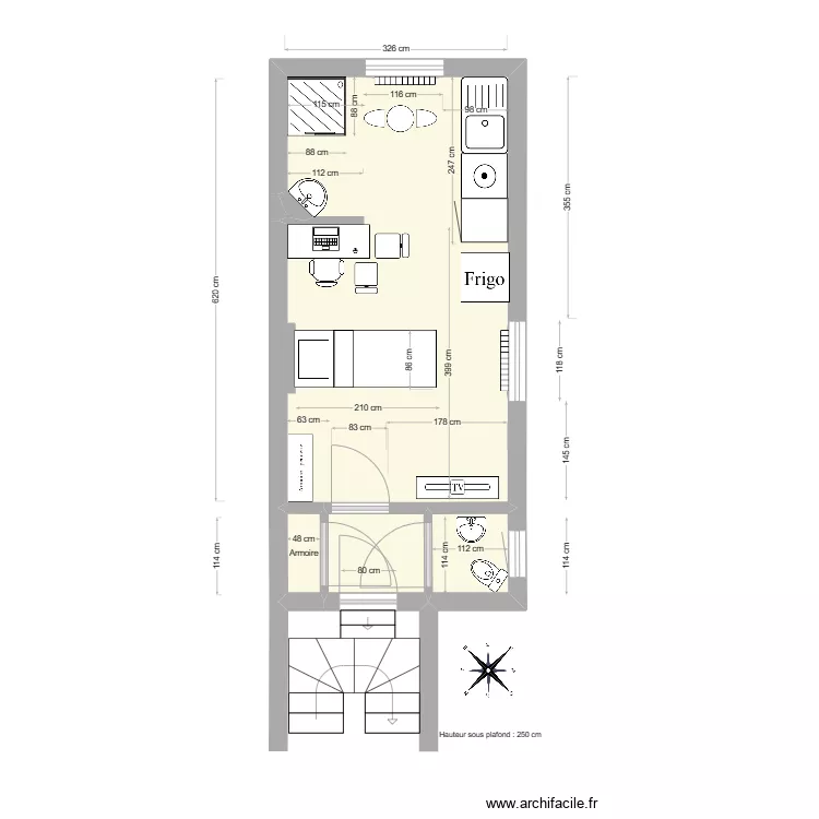 56 - studio. Plan de 