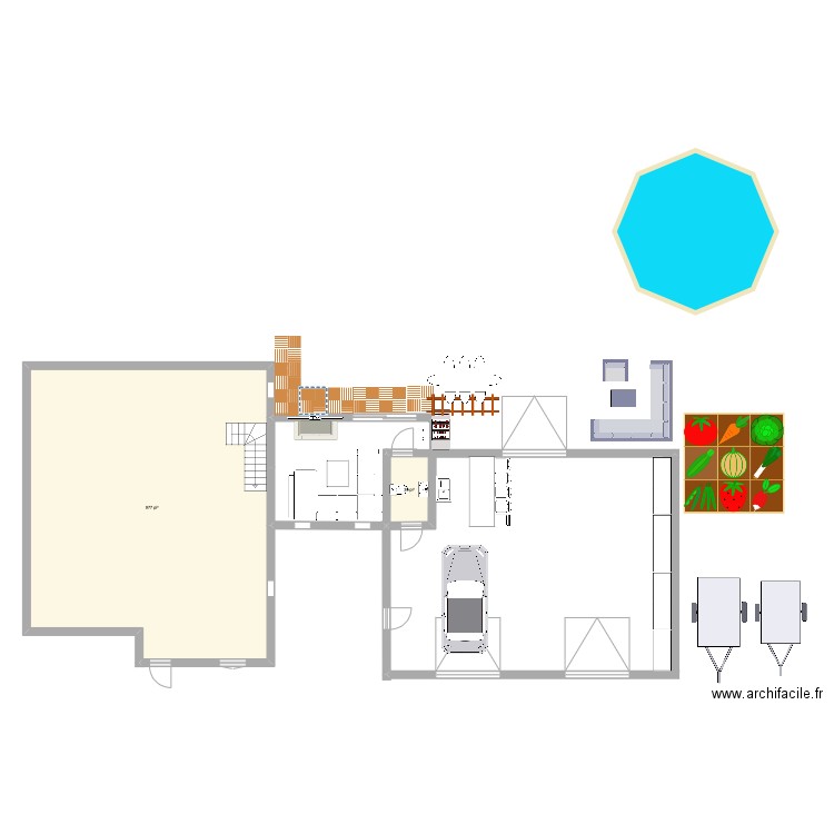 MAISON\aggrandissement garage. Plan de 2 pièces et 94 m2