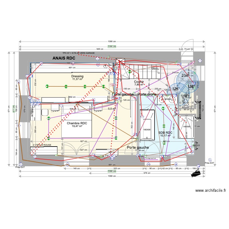 ANAIS BAT1 RDC ELEC 03 02 2023. Plan de 6 pièces et 106 m2