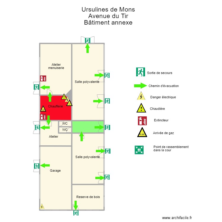 Ursulines annexe. Plan de 12 pièces et 245 m2