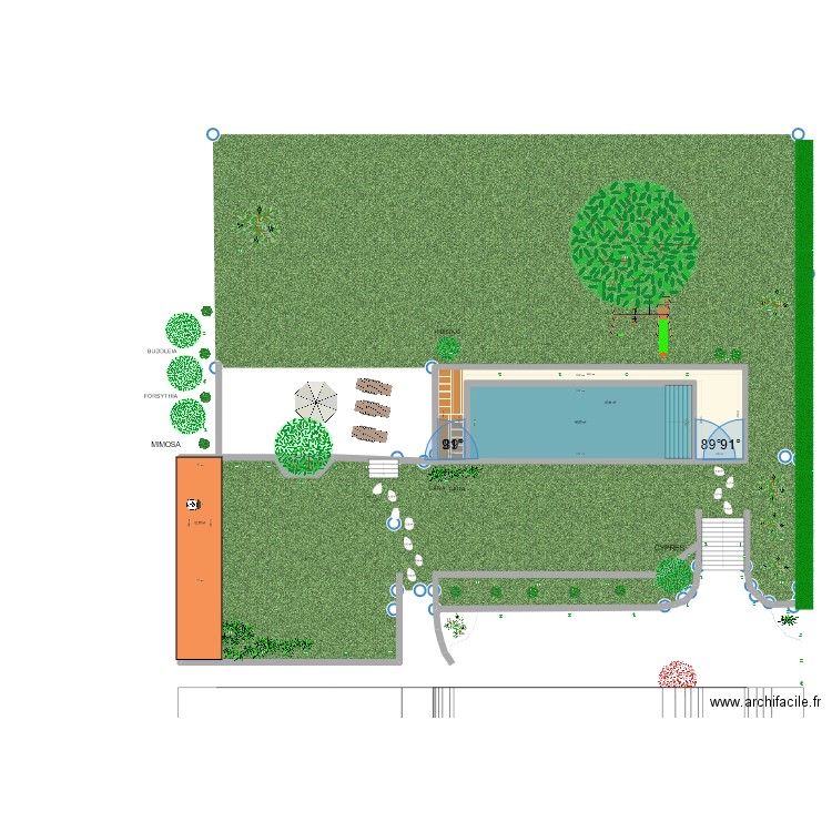 PLAN PISCINE MODIFIÉE. Plan de 3 pièces et 89 m2