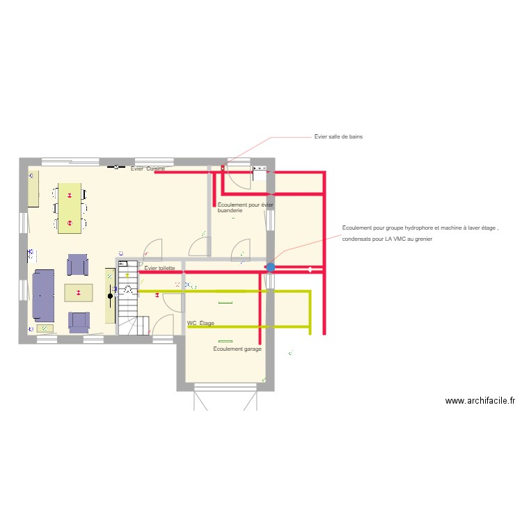 Plan Ecoulement . Plan de 0 pièce et 0 m2