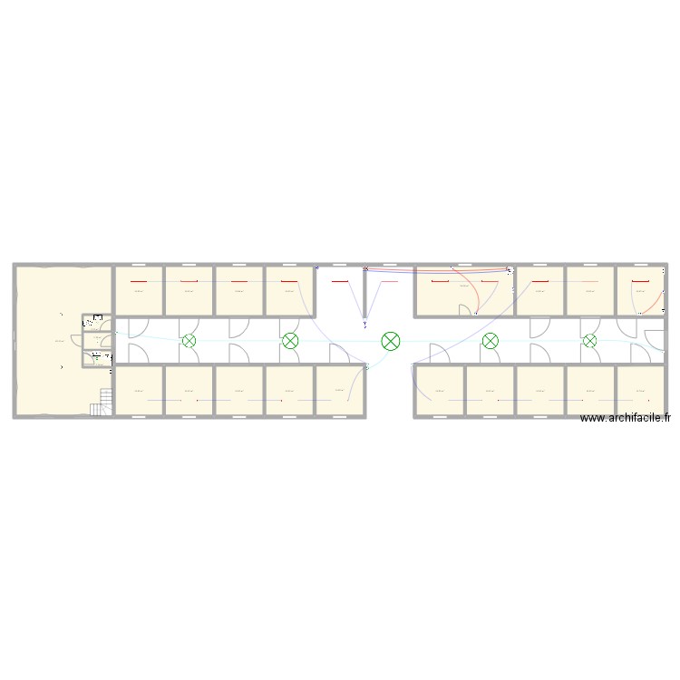 Barns. Plan de 22 pièces et 296 m2