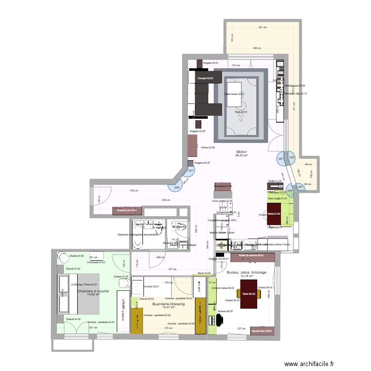 App. Vétroz Meublé N°. Plan de 6 pièces et 105 m2