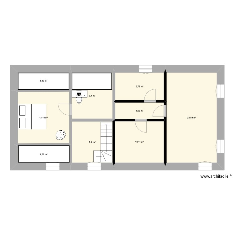 Cornol mezzanine. Plan de 9 pièces et 83 m2