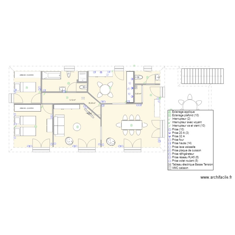 Plan Salon plus grand Symétrie de façade. Plan de 0 pièce et 0 m2