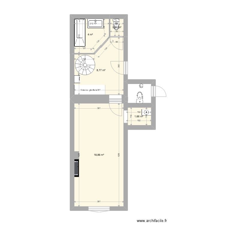 essai 2. Plan de 5 pièces et 34 m2