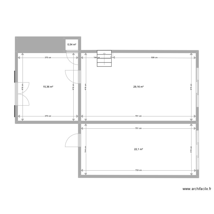 bas nouvelles dimensions. Plan de 5 pièces et 69 m2