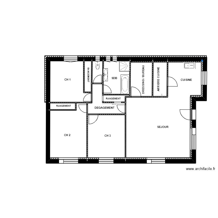 Surfaces Poli . Plan de 15 pièces et 102 m2