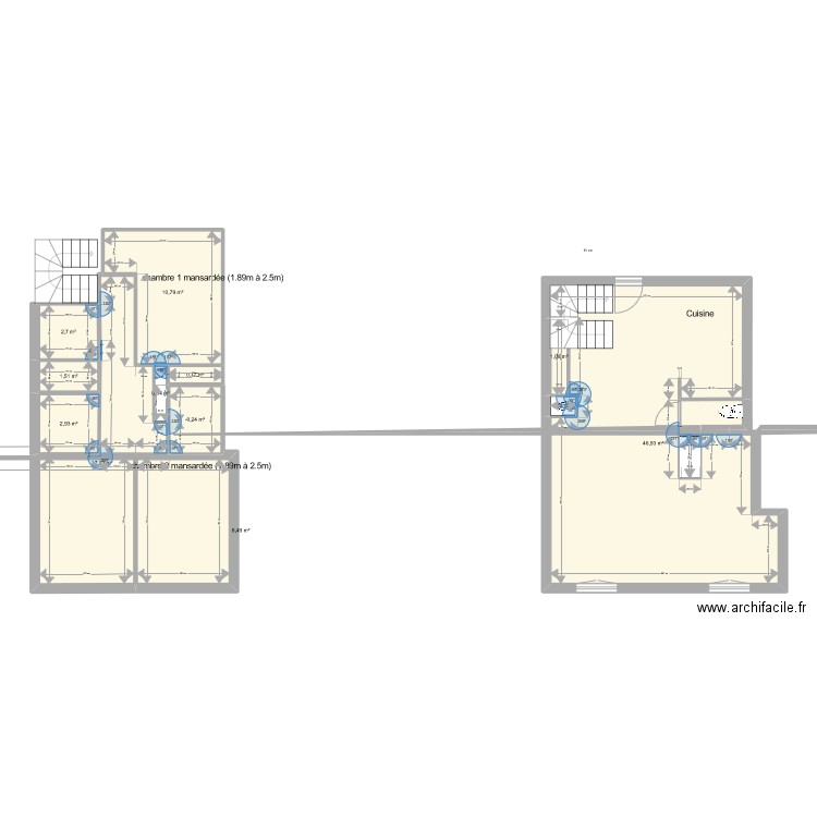 appart dossetto 1er étage duplex moulet. Plan de 12 pièces et 96 m2