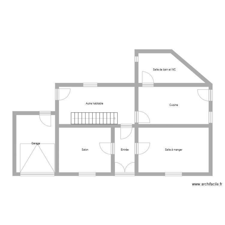 Alloux. Plan de 7 pièces et 76 m2