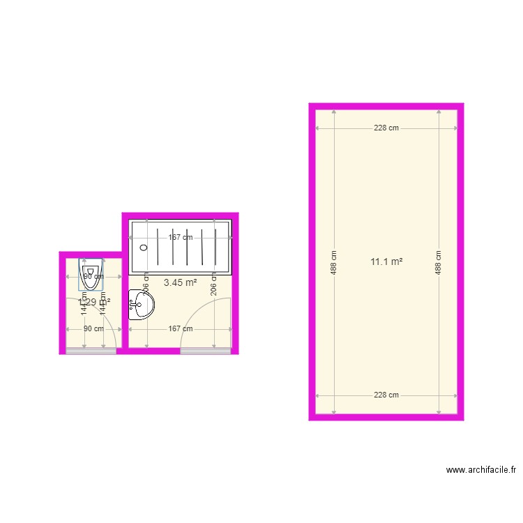 coulinge. Plan de 3 pièces et 16 m2