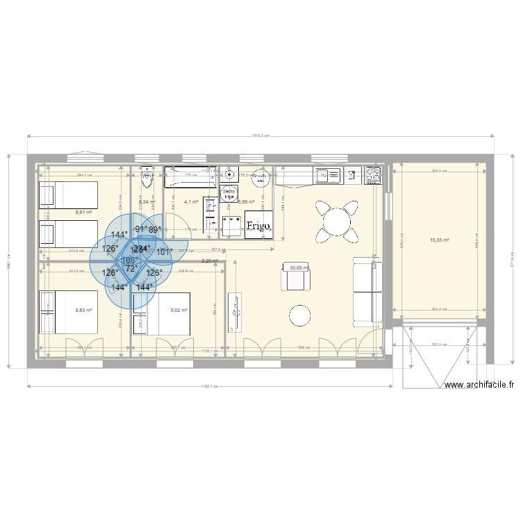 MAISON. Plan de 9 pièces et 155 m2