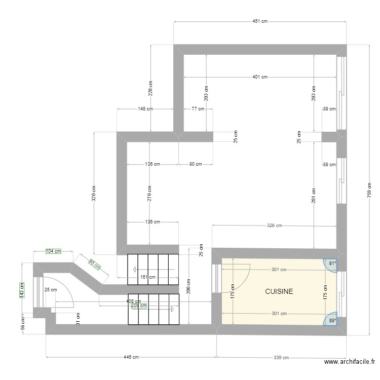 PLANS N°1. Plan de 1 pièce et 5 m2