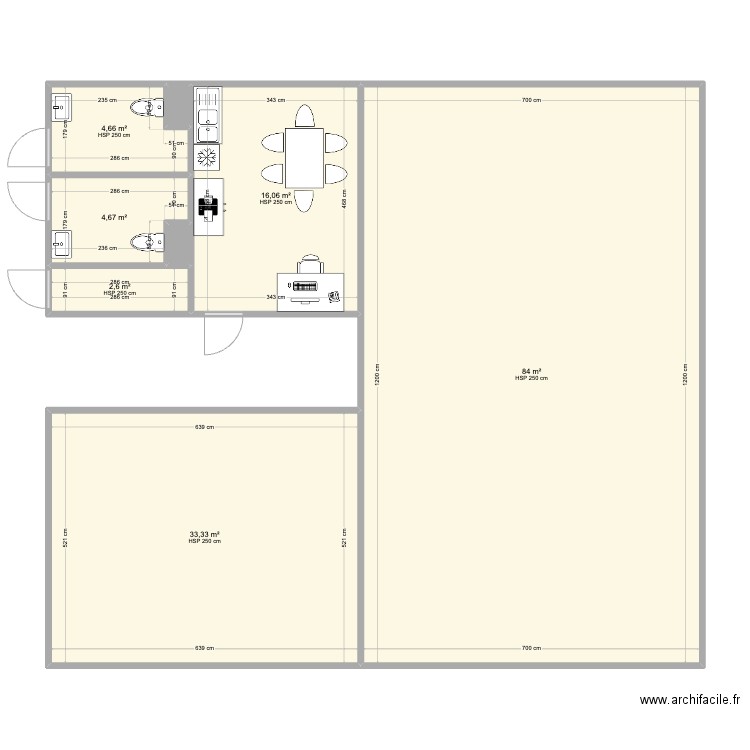 ecole2. Plan de 8 pièces et 146 m2